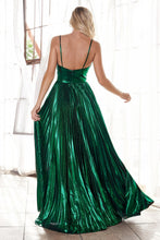 10761E Emerald. A-line sparkle satin gown. Split. Deep sweetheart. Size 18