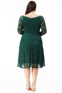 10885 Emerald lace . Long sleeve midi dress. Size 24