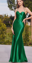 11055E green satin corset fitted gown. Size 6.