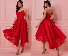 10780 red sweetheart lace high low with full vintage skirt. Size 8