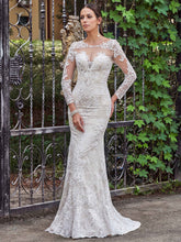 1820 size  6 champagne long sleeved formal wedding gown