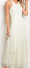 BB1860. Elegant, bohemian lace dress. High neckline with open strappy back. Size 10 and 12