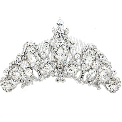 #7093 Precious crystal tiara comb by SWAROVSKI - silver