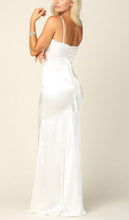 71241.   Satin fit and flare. Spaghetti straps