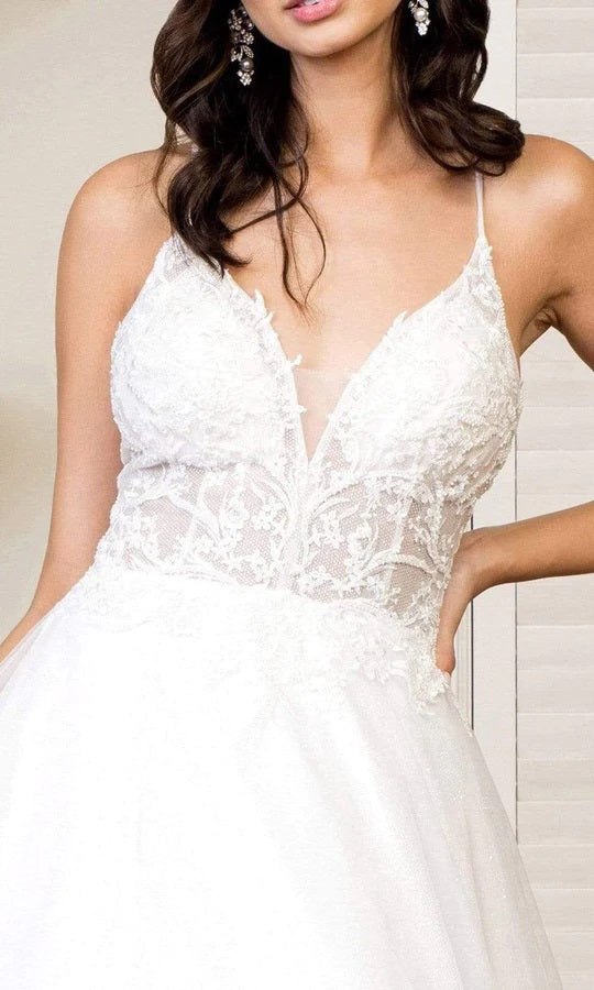 71351  Spaghetti straps. Partially open, lace up back. Sparkle tulle.