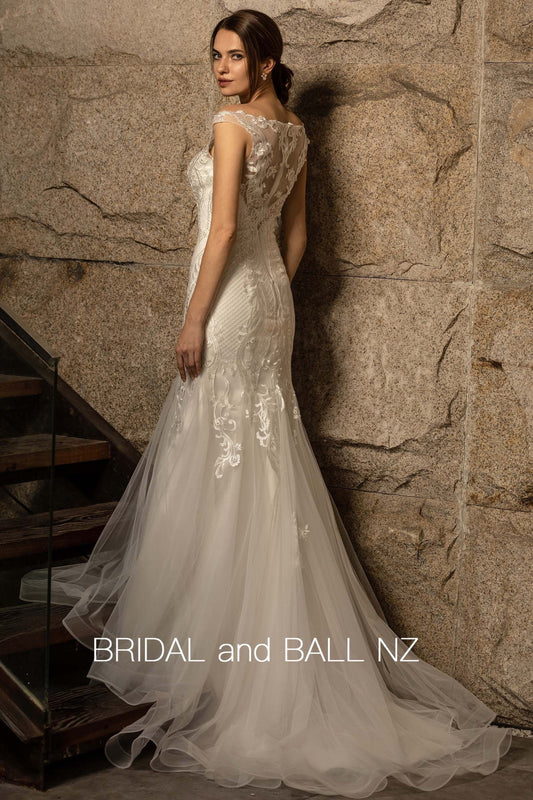 71363 Mermaid. Fully appliqued wedding gown.