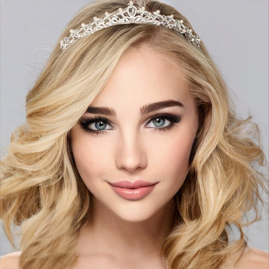 7433 Chic pearl silver tiara.