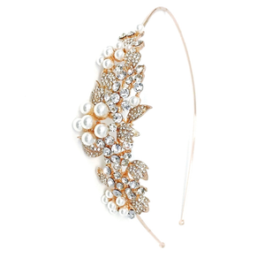 7320 Vintage rose gold, crystal and pearl headband by Athena.