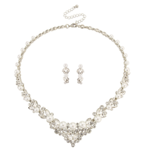 #7321  Crystal chic bridal necklace set with a glamorous combination of ivory pearls and swarovski crystals By SASSB.
