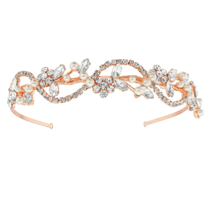 7322 Vintage rose gold, crystal and pearl headband by Athena.