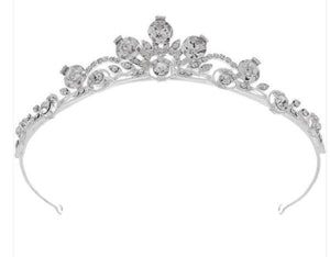 7335 Silver 'Carmen' Tiara with large, sparkling crystal jewels