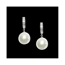 7405  Classic pearl earrings with high quality cz crystal.