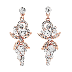 7409 Chic crystal earrings. Unique design with clear crystals on a rose gold plated finish.