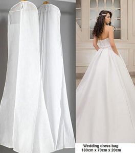 #8001 WHITE, NON WOVEN, DUST PROOF WEDDING DRESS BAG 180 x 70 x 20cm.