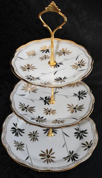 BB3TP2 3 Tier white and gold cup cake stand $10.50. 1 available