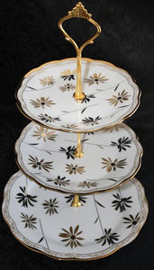 BB3TP2 3 Tier white and gold cup cake stand $10.50. 1 available