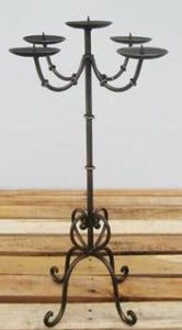 BBBG5C Elegant Wrought Iron candelabra. (68cm high). 18 available. $15.65 (5 candle).