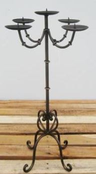 BBBG5C Elegant Wrought Iron candelabra. (68cm high). 18 available. $15.65 (5 candle).