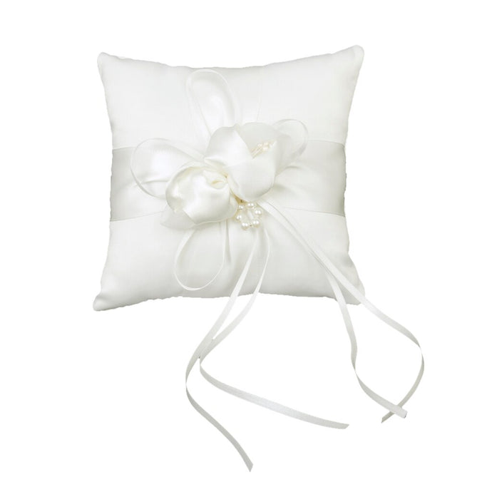 BBRP9  Cream Satin with pearl detail Wedding Ring Pillow/ carrier