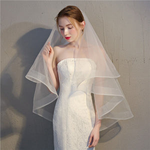 BBV30 double layer fingertip veil with horsehair trim