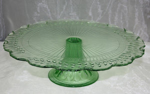 BBVGG2 Vintage green glass 2 tiers cake stand $15.75