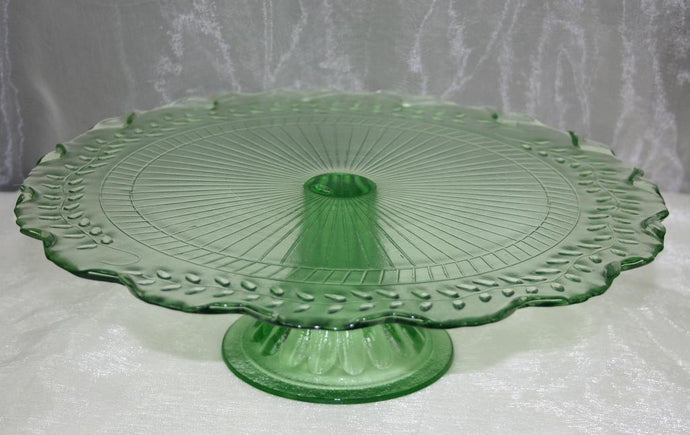 BBVGG1 Vintage green glass cake stand $8.70