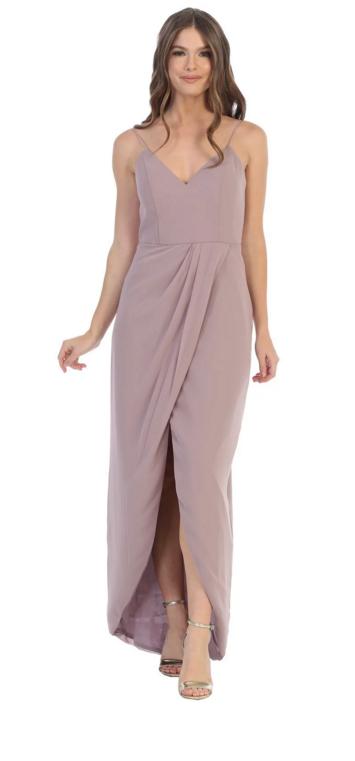 BM1000 Mauve. Chiffon with spaghetti straps. Size 6