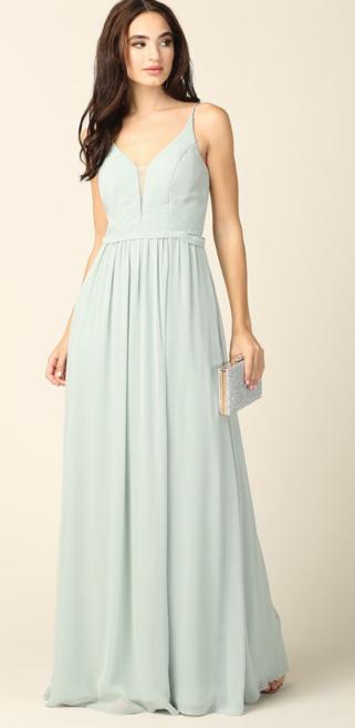 BM1005.Sage green chiffon with split. HIRE