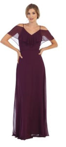 BM1010 Plum. Chiffon off shoulder. Available to order $299.