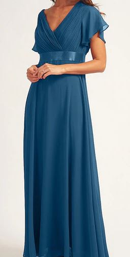 BM102 Teal. Maxi length gown with short sleeves. Size 12