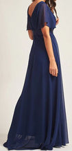 BM102 Navy blue. Maxi length gown with short sleeves. Available to order. $179