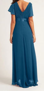 BM102 Teal. Maxi length gown with short sleeves. Size 12