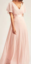 BM102 Blush. Maxi length gown with short sleeves. Available to order. $179.00.