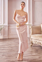 BM1050 Dusty Rose. Slim fit satin midi dress. Available to order. $169.00