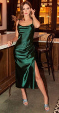 BM1050 Emerald green. Slim fit satin midi dress. Available to order. $169