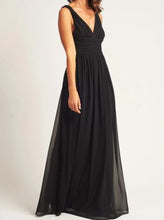 BM2000 Black. Maxi length v neck chiffon gown. Available to order. $159.00