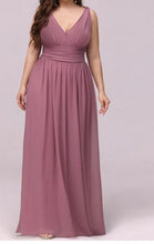 BM2000 Mauve. Maxi length v neck chiffon gown. Available to order. $159.00.