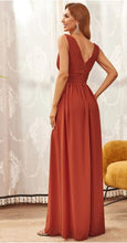 BM2000 Rust. Maxi length v neck chiffon gown. Available to order. $159.00