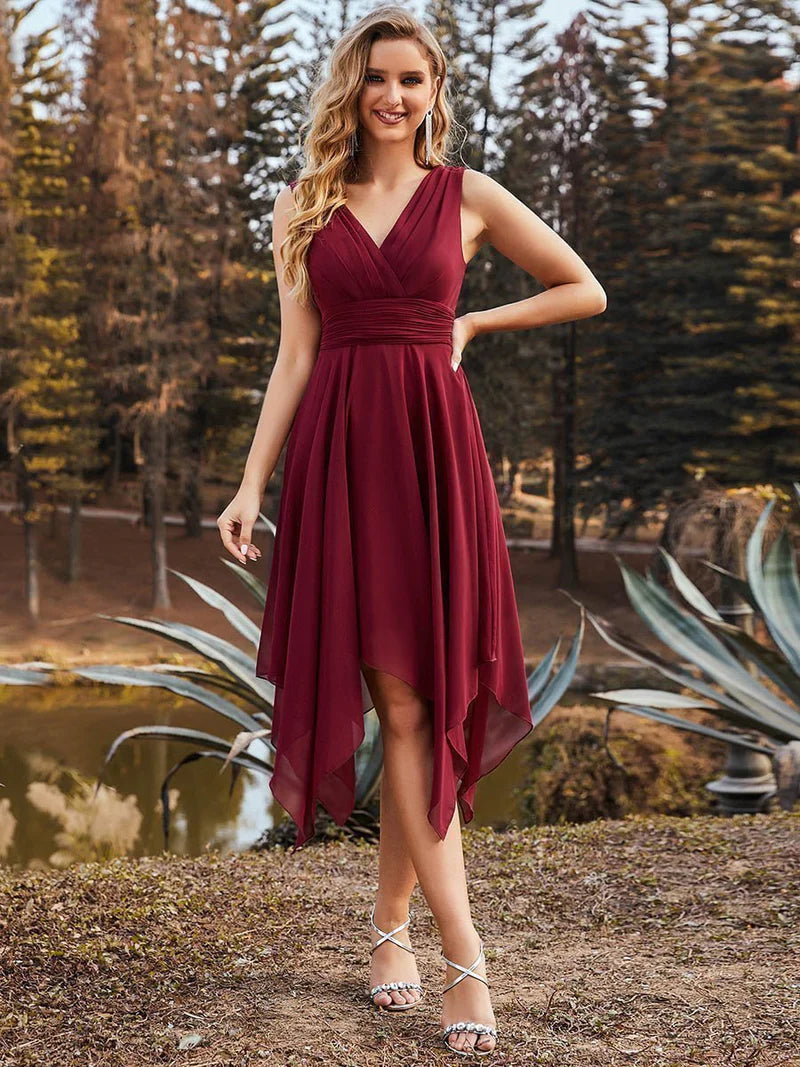 Maroon tea length dress best sale