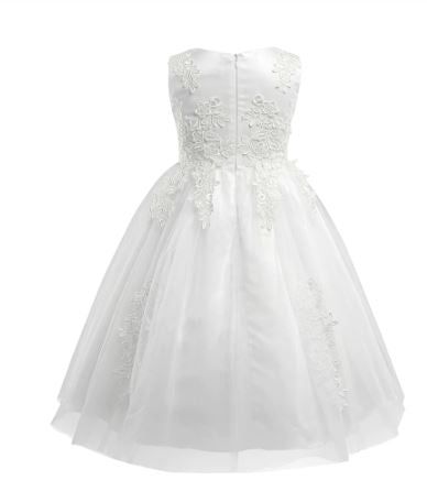 G20202. Applique and tulle flower girl, communion, party dress. Age 5 8 and 10