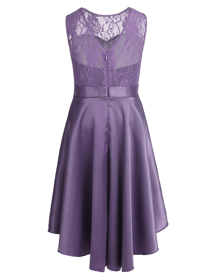 G20217P. Purple lace and satin flower girl/ party dress age 10.