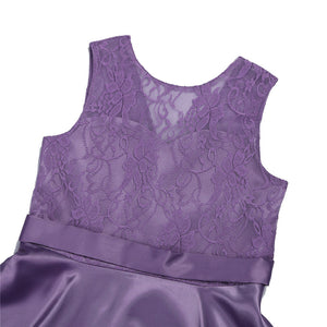 G20217P. Purple lace and satin flower girl/ party dress age 10.