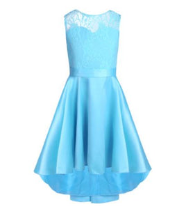 G20217B Blue lace and satin flower girl/ party dress age 6