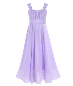 G20218L. Lavender, chiffon, full length flower girl/ party dress age 10.
