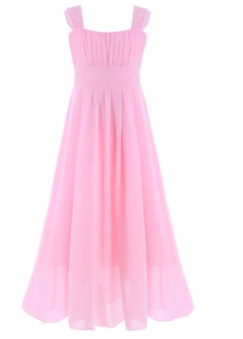 G20218. Pink, chiffon, full length flower girl/ party dress age 6.