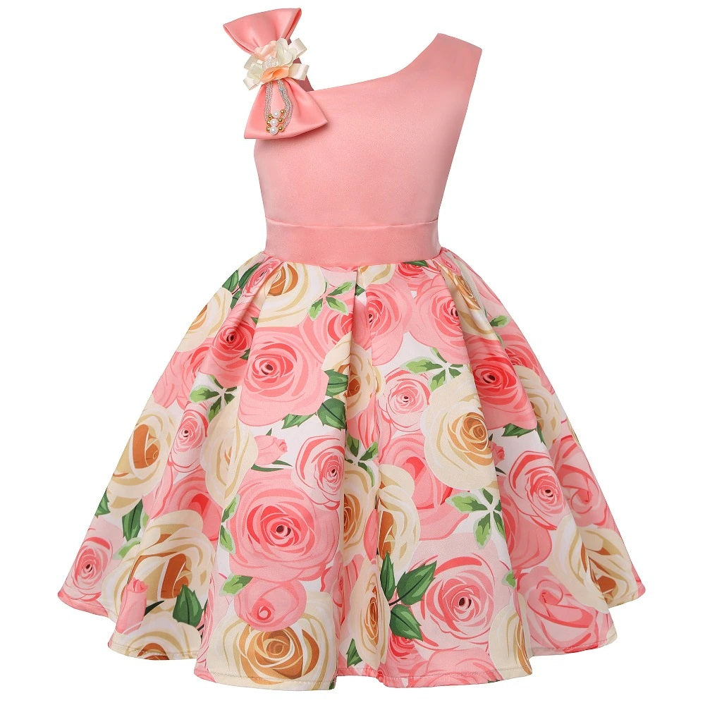 G20220 pink rose vintage flower girl/ party dress age 3
