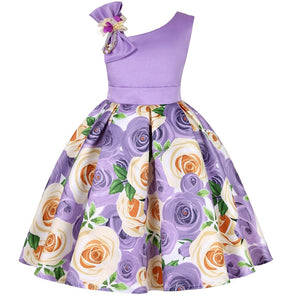 G20220P Purple rose vintage flower girl/ party dress age 7
