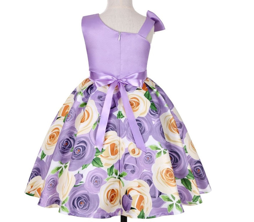 G20220P Purple rose vintage flower girl/ party dress age 7