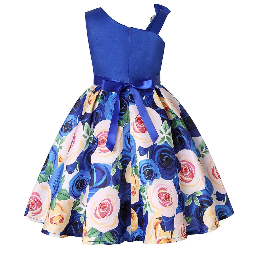 G20220B Blue rose vintage flower girl/ party dress age 4