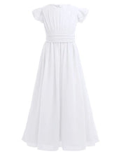 G20226 White, chiffon communion, flower girl/ party dress age 10.